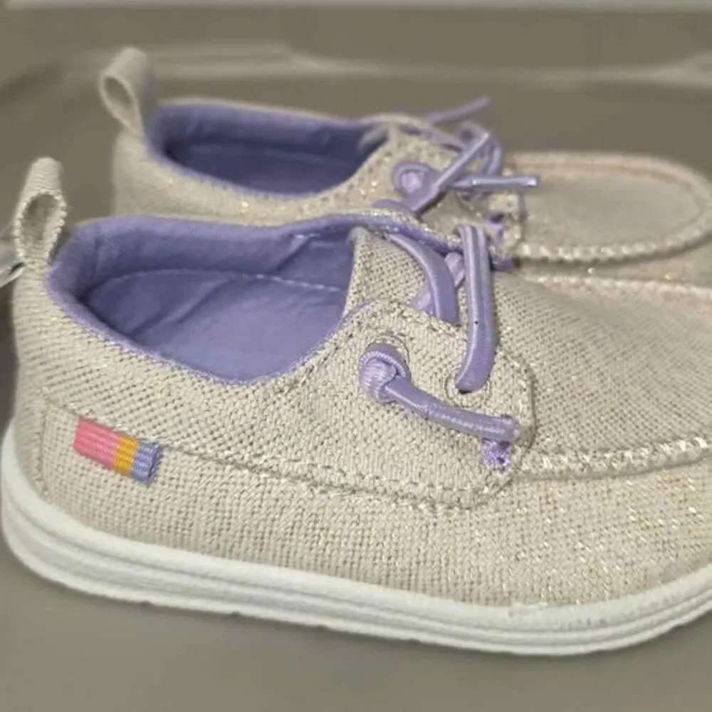 Cat & Jack Bobby Shoes Beige & Gold with purple accents. Toddler size 5 - NEW - Picture 5 of 6